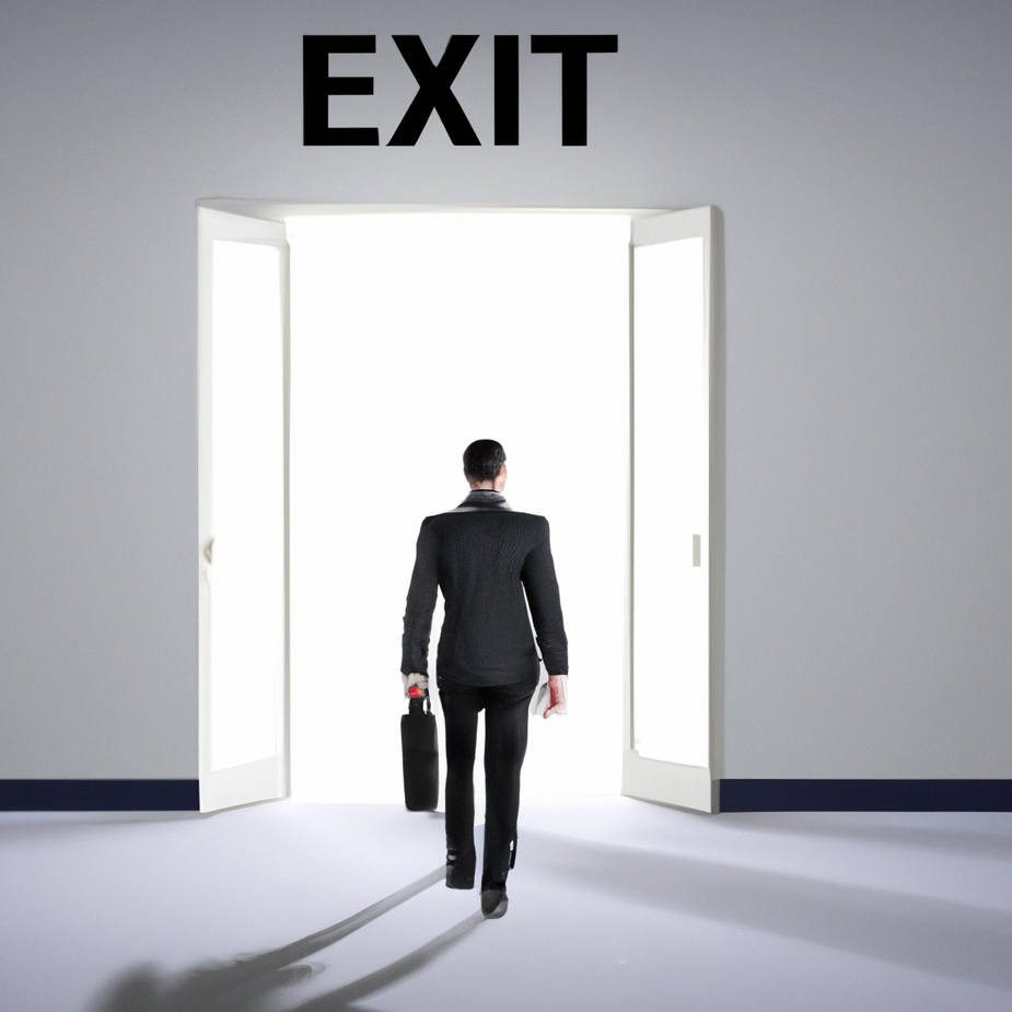 Business Person Walking Through Exit